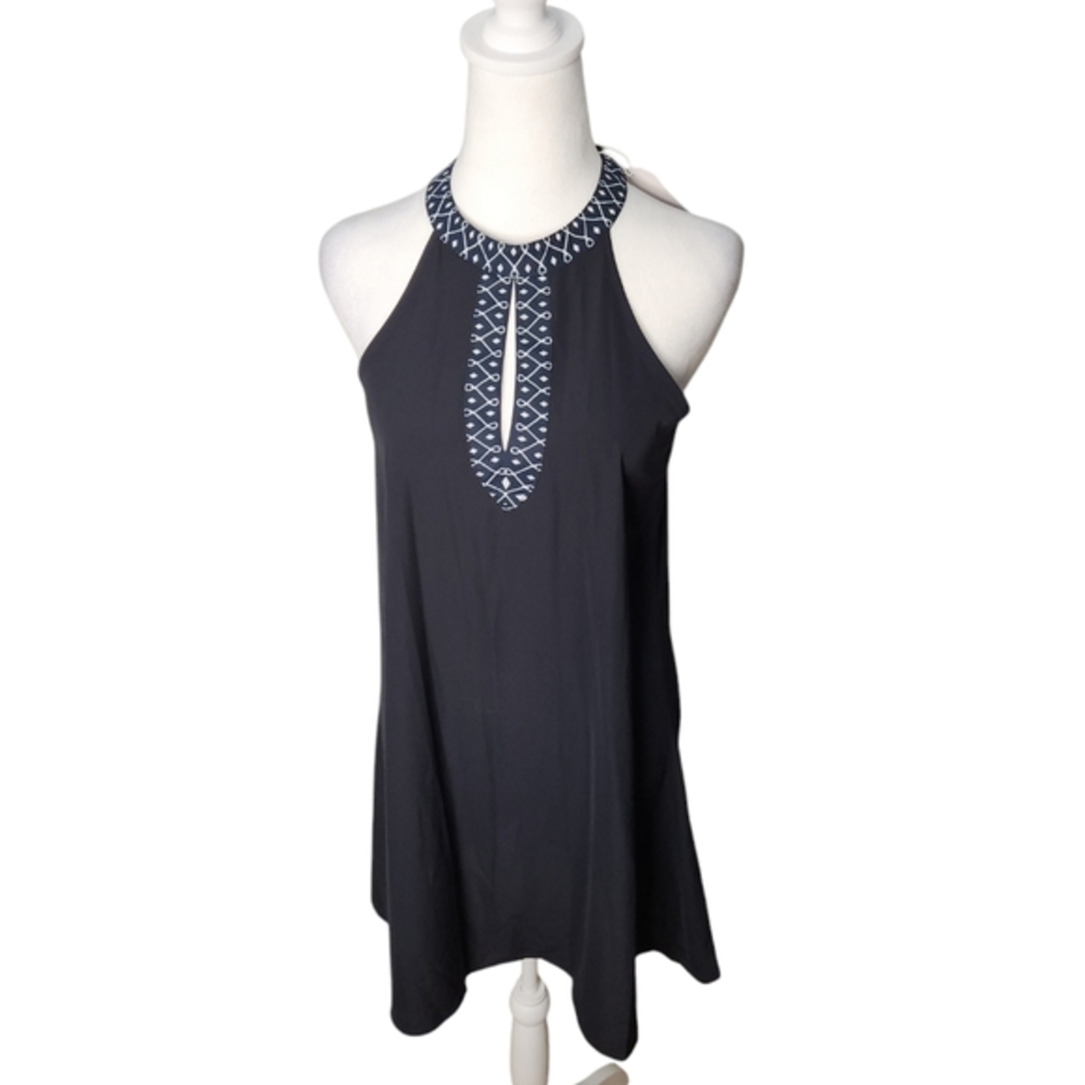 Black Embroidered Mini Dress